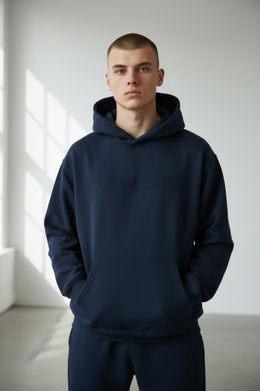 Blue Tone-on-Tone Heavyweight Hoodie